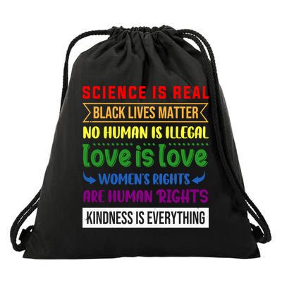 History Month Science Is Real Black Live Matter LGBT Pride Drawstring Bag