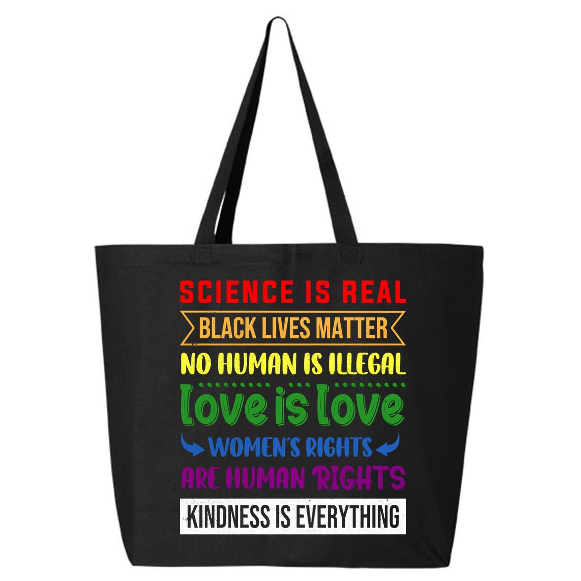History Month Science Is Real Black Live Matter LGBT Pride 25L Jumbo Tote