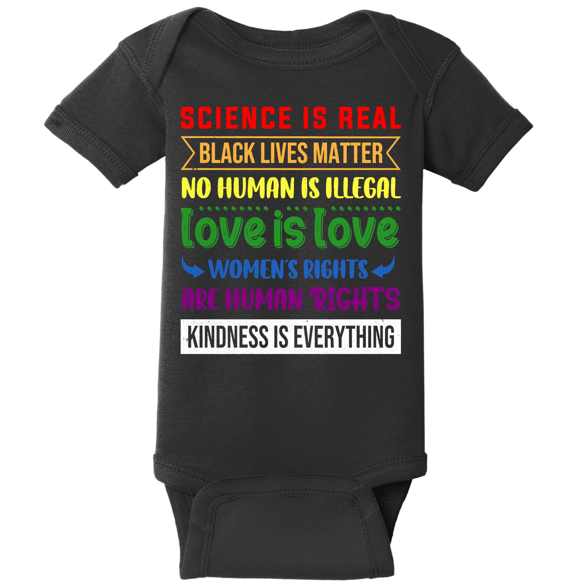 History Month Science Is Real Black Live Matter LGBT Pride Baby Bodysuit