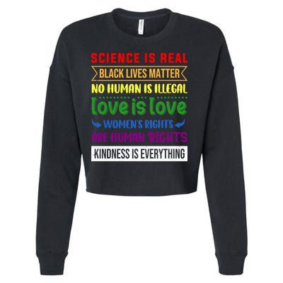 History Month Science Is Real Black Live Matter LGBT Pride Cropped Pullover Crew