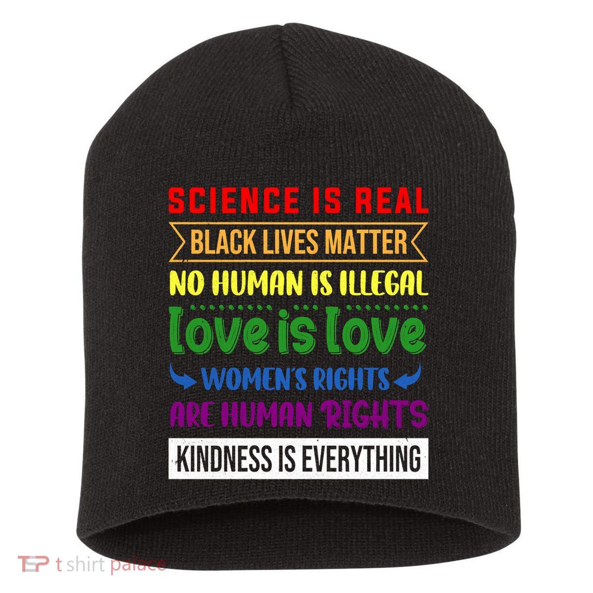History Month Science Is Real Black Live Matter LGBT Pride Short Acrylic Beanie