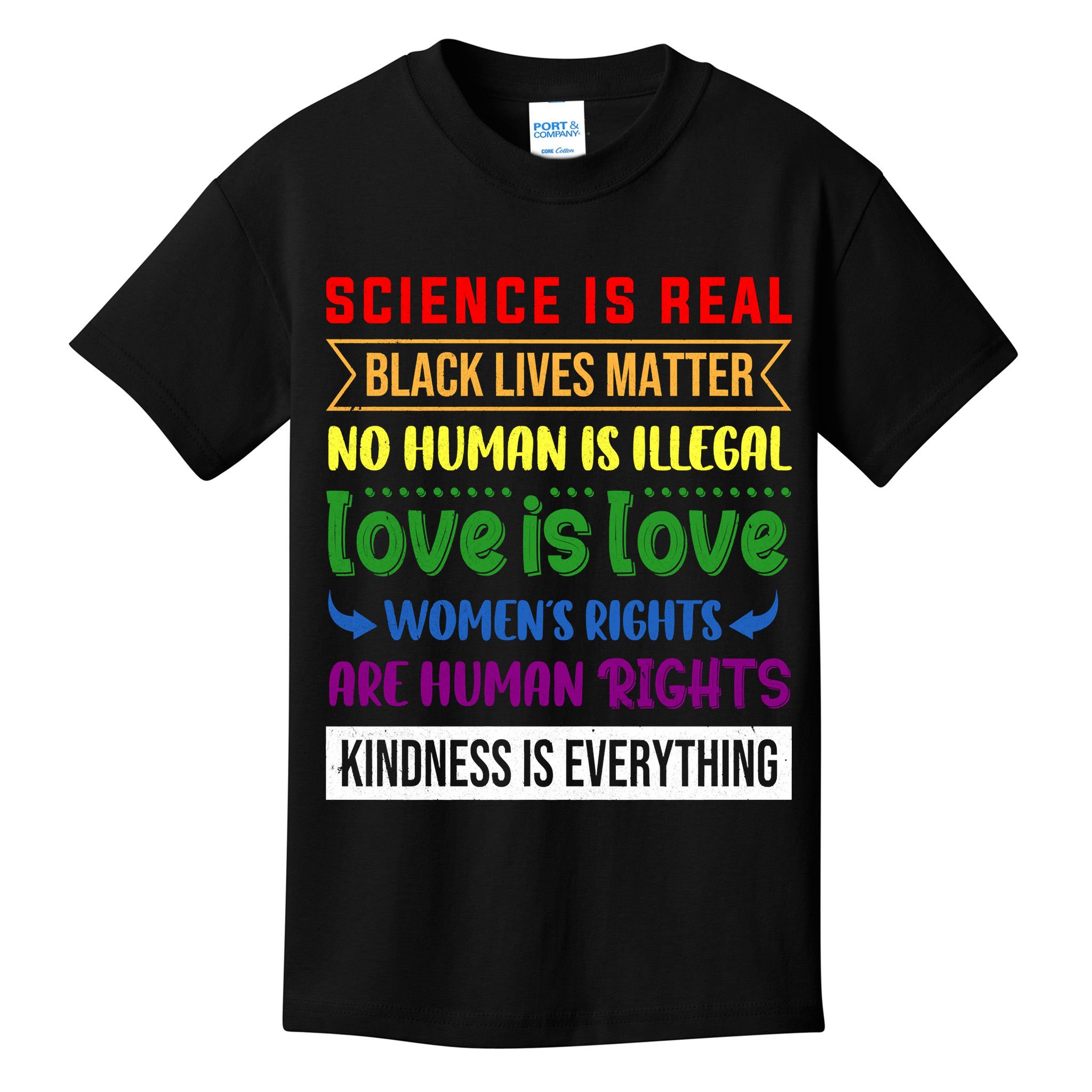 History Month Science Is Real Black Live Matter LGBT Pride Kids T-Shirt
