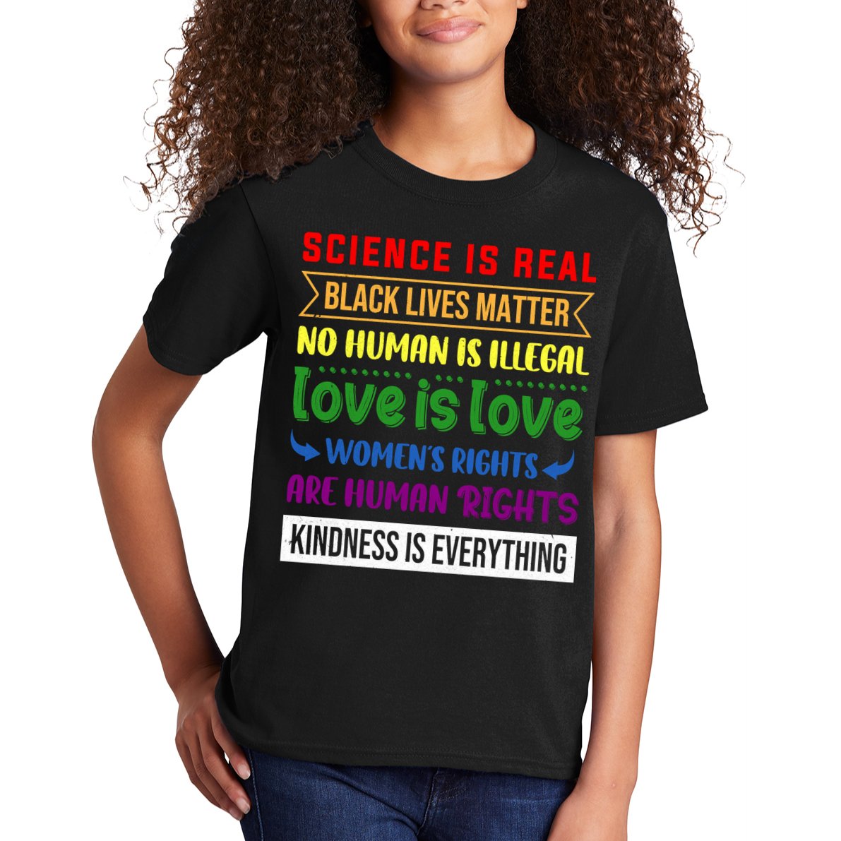 History Month Science Is Real Black Live Matter LGBT Pride Kids T-Shirt
