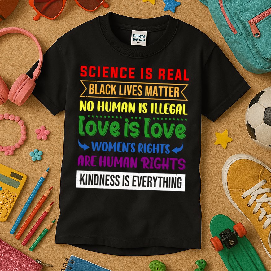 History Month Science Is Real Black Live Matter LGBT Pride Kids T-Shirt