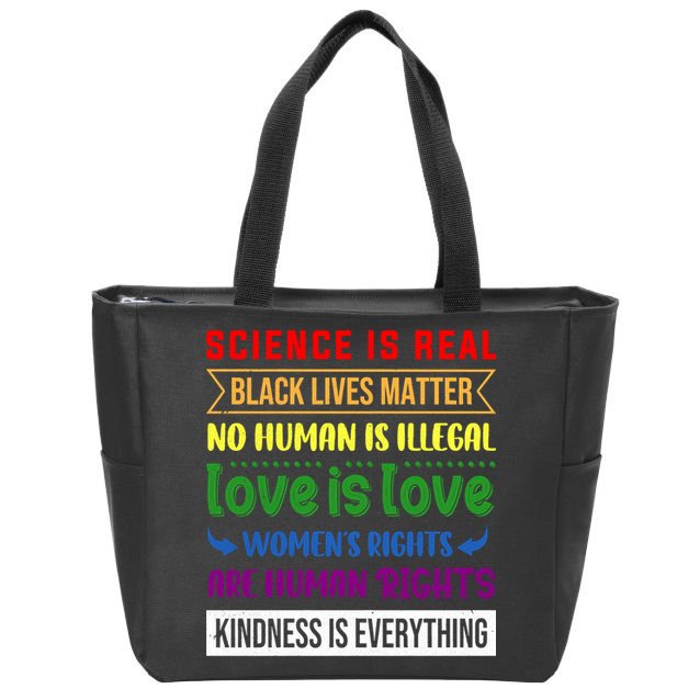 History Month Science Is Real Black Live Matter LGBT Pride Zip Tote Bag