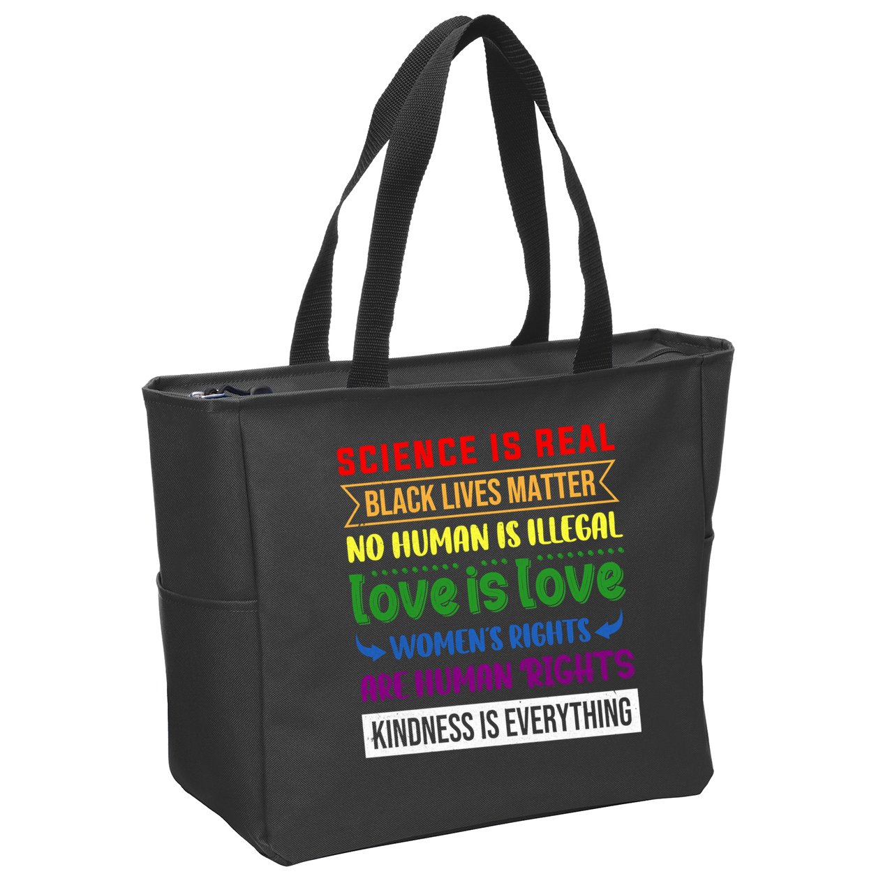 History Month Science Is Real Black Live Matter LGBT Pride Zip Tote Bag