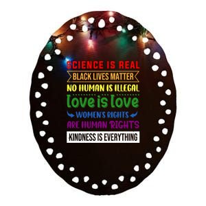 History Month Science Is Real Black Live Matter LGBT Pride Ceramic Oval Ornament