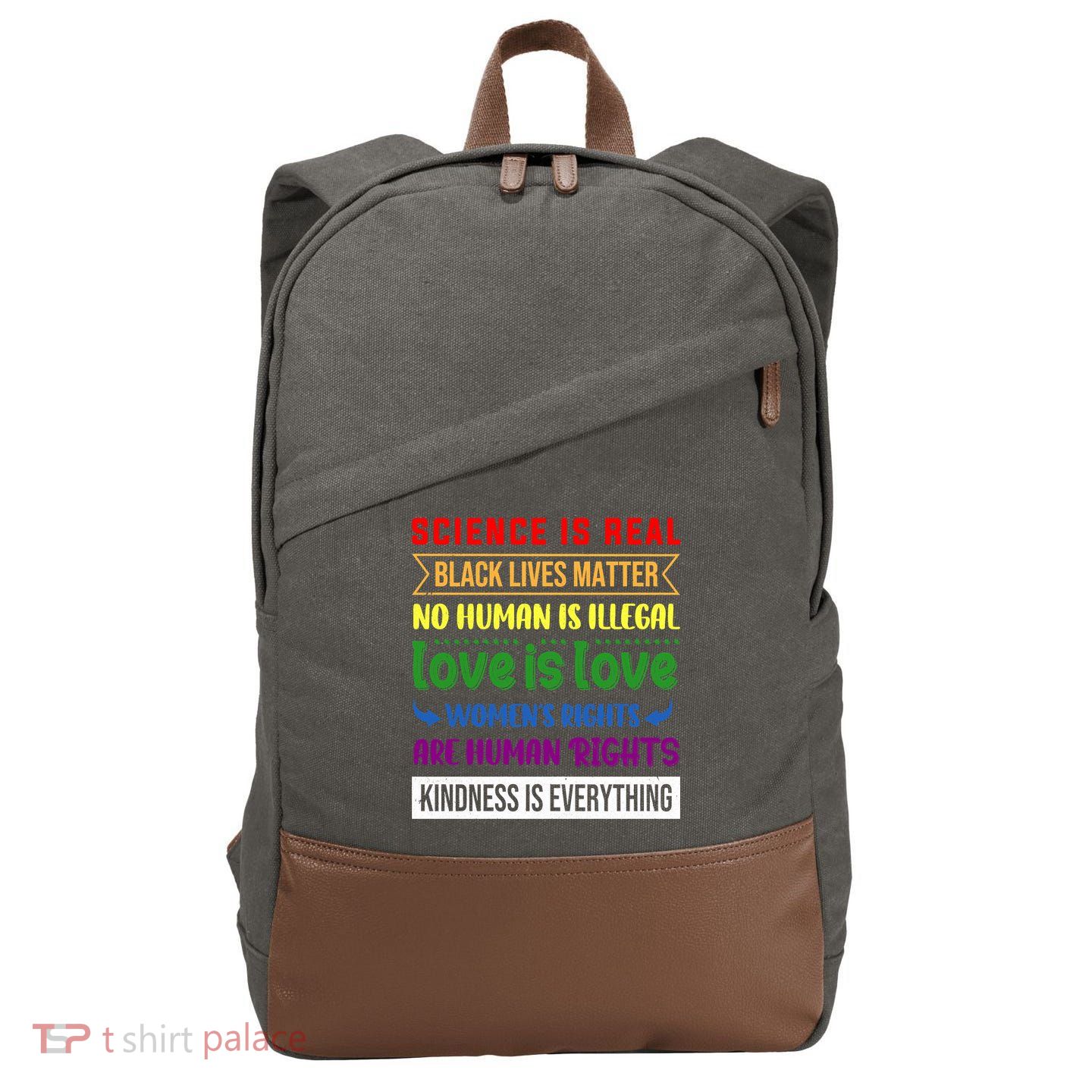 History Month Science Is Real Black Live Matter LGBT Pride Cotton Canvas Backpack