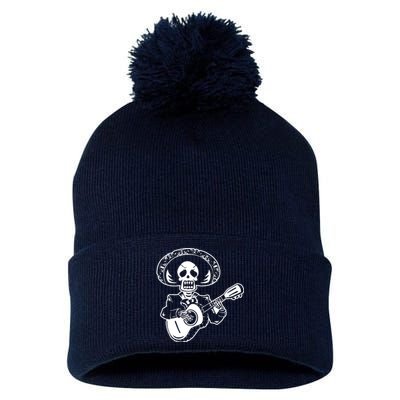 Halloween Mariachi Skeleton Pom Pom 12in Knit Beanie