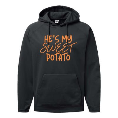 HeS My Sweet Potato I Yam Thanksgiving Couples Family Performance Fleece Hoodie