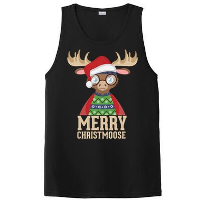 Hipster Moose Santa Hat Merry Christmoose Christmas Great Gift PosiCharge Competitor Tank