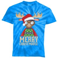 Hipster Moose Santa Hat Merry Christmoose Christmas Great Gift Kids Tie-Dye T-Shirt