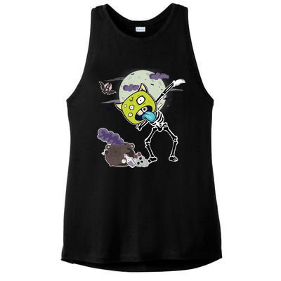 Halloween Monster Skeleton Dabbing Great Gift Ladies PosiCharge Tri-Blend Wicking Tank