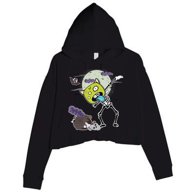 Halloween Monster Skeleton Dabbing Great Gift Crop Fleece Hoodie