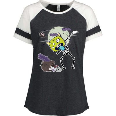 Halloween Monster Skeleton Dabbing Great Gift Enza Ladies Jersey Colorblock Tee