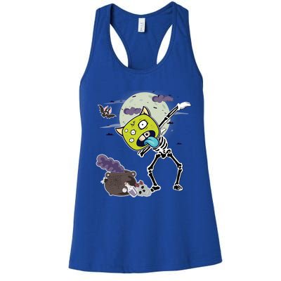 Halloween Monster Skeleton Dabbing Great Gift Women's Racerback Tank