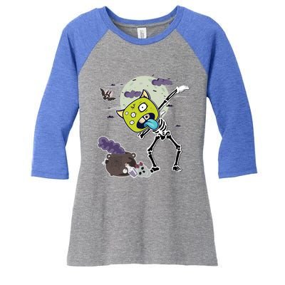 Halloween Monster Skeleton Dabbing Great Gift Women's Tri-Blend 3/4-Sleeve Raglan Shirt