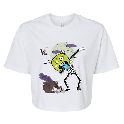 Halloween Monster Skeleton Dabbing Great Gift Bella+Canvas Jersey Crop Tee