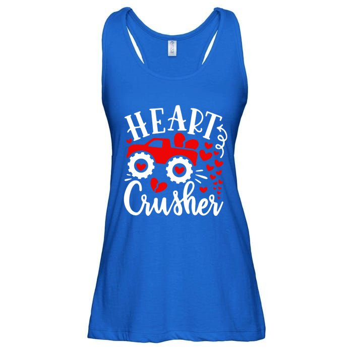 Heart Monster Truck Crusher Cute Gift Funny Valentine's Day Gift Ladies Essential Flowy Tank