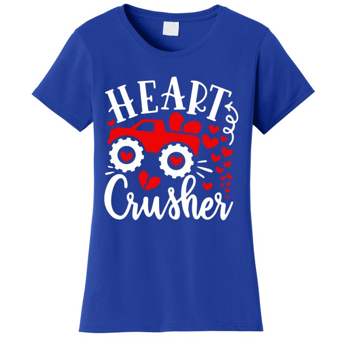 Heart Monster Truck Crusher Cute Gift Funny Valentine's Day Gift Women's T-Shirt