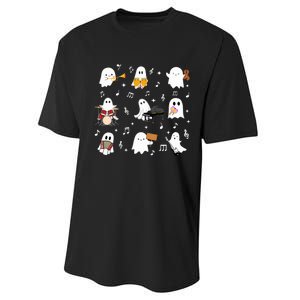 Halloween Music Teacher Ghost Playing Musical Instruments Performance Sprint T-Shirt