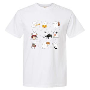 Halloween Music Teacher Ghost Playing Musical Instruments Garment-Dyed Heavyweight T-Shirt