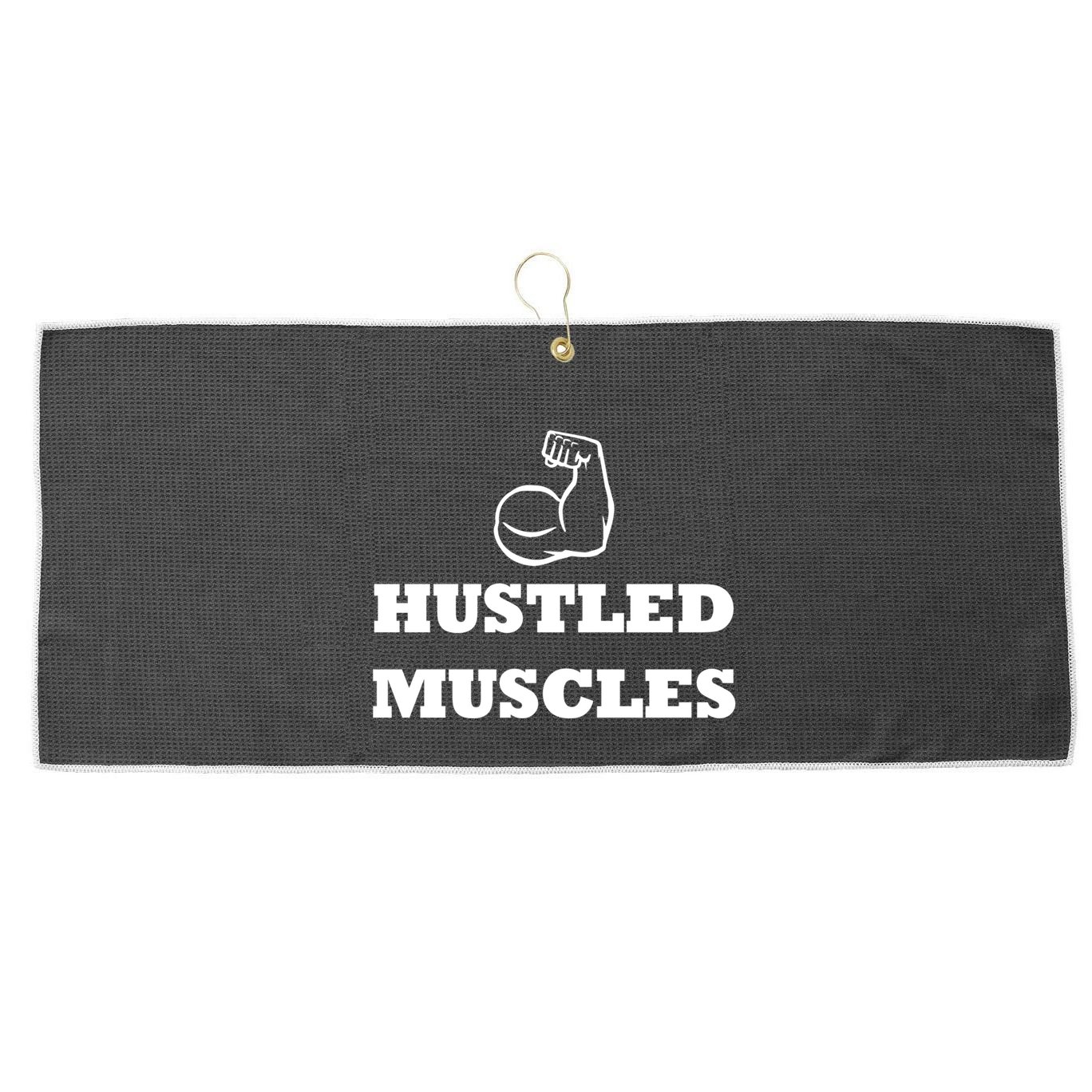 Hustle Muscles Tee Gift Large Microfiber Waffle Golf Towel