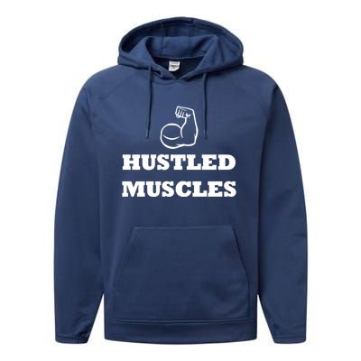 Hustle Muscles Tee Gift Performance Fleece Hoodie