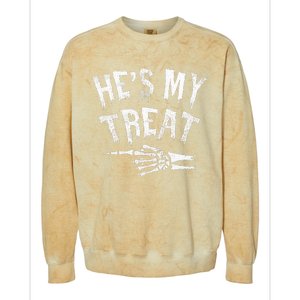 He's My Treat Funny Halloween Matching Couple Costume Colorblast Crewneck Sweatshirt