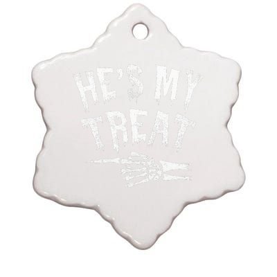 He's My Treat Funny Halloween Matching Couple Costume Ceramic Star Ornament