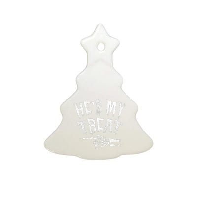 He's My Treat Funny Halloween Matching Couple Costume Ceramic Tree Ornament