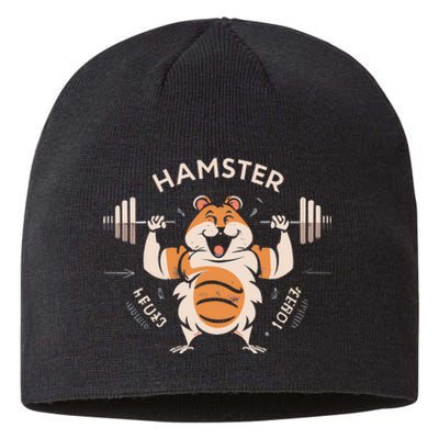 Hamster Muscle Training Weightlifting Cute Gift Sustainable Beanie