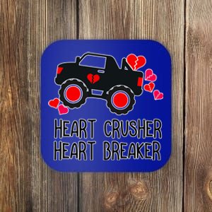 Heart Monster Truck Crusher Valentines Day Cute Funny Hearts Meaningful Gift Coaster