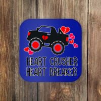 Heart Monster Truck Crusher Valentines Day Cute Funny Hearts Meaningful Gift Coaster