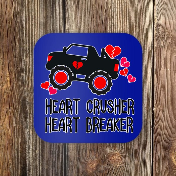 Heart Monster Truck Crusher Valentines Day Cute Funny Hearts Meaningful Gift Coaster