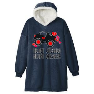 Heart Monster Truck Crusher Valentines Day Cute Funny Hearts Meaningful Gift Hooded Wearable Blanket