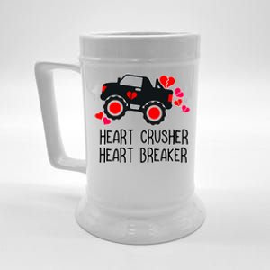 Heart Monster Truck Crusher Valentines Day Cute Funny Hearts Meaningful Gift Beer Stein