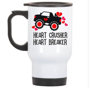 Heart Monster Truck Crusher Valentines Day Cute Funny Hearts Meaningful Gift Stainless Steel Travel Mug