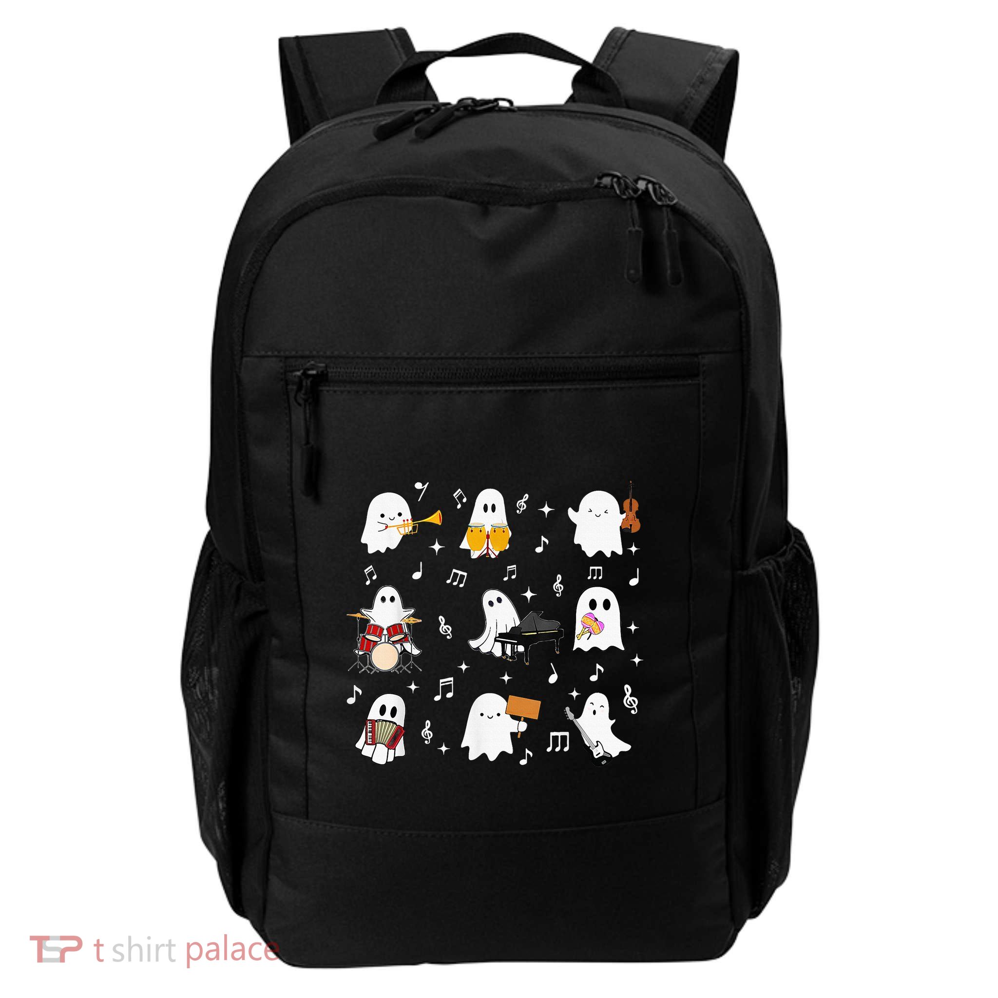 Halloween Music Teacher Ghost Playing Musical Instruments Daily Commute Backpack