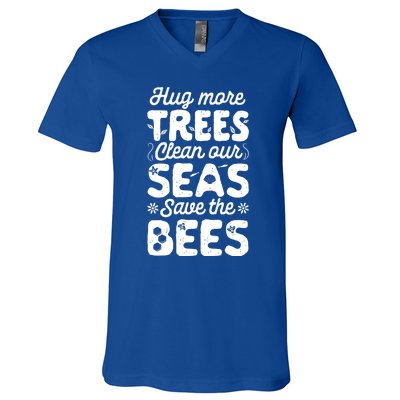 Hug More Trees Clean Our Seas And Save The Bees Vintage Bee Meaningful Gift V-Neck T-Shirt