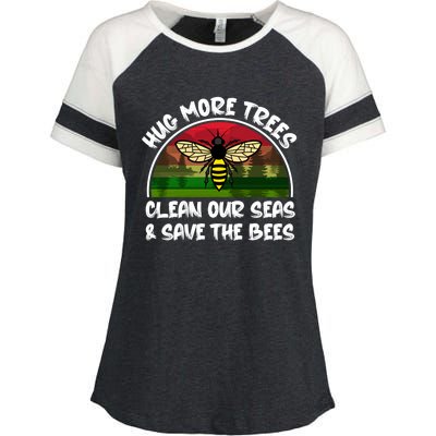 Hug More Trees Clean Our Seas Save The Bees Gift Enza Ladies Jersey Colorblock Tee