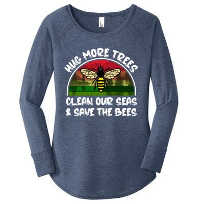 Hug More Trees Clean Our Seas Save The Bees Gift Women's Perfect Tri Tunic Long Sleeve Shirt