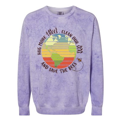 Hung More Tree Clean Our Seas And Save The Bees Meaningful Gift Colorblast Crewneck Sweatshirt