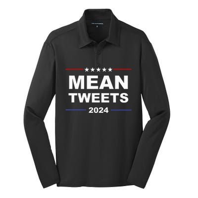 Humorous Mean Tweets & Trump 2024 Political Gear Gop Fans Silk Touch Performance Long Sleeve Polo