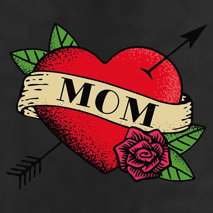 Heart Mom Tattoo 7 Panel Mesh Trucker Snapback Hat