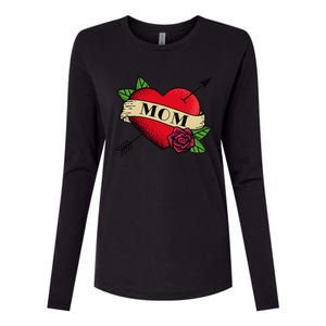 Heart Mom Tattoo Womens Cotton Relaxed Long Sleeve T-Shirt