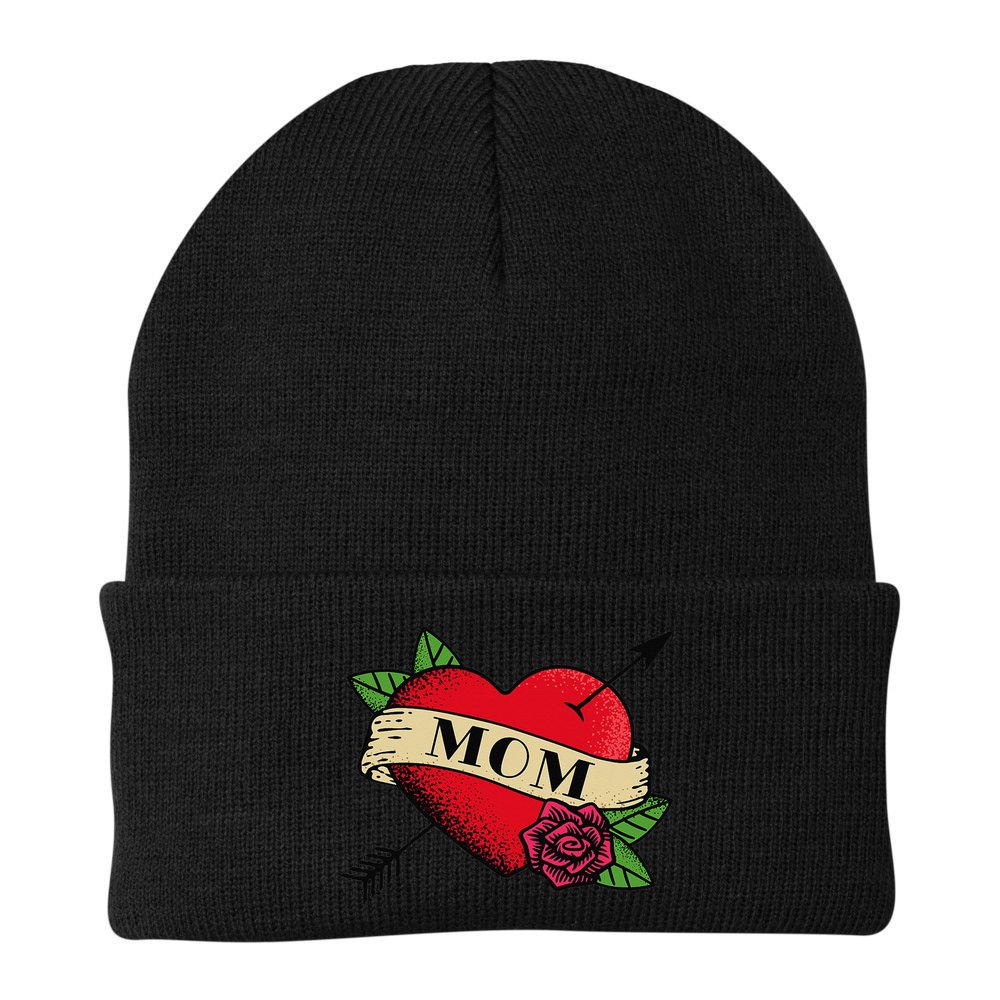 Heart Mom Tattoo Beanie