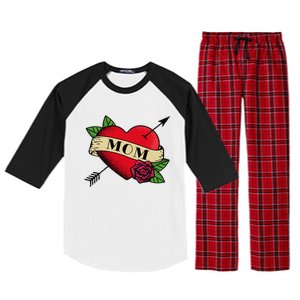 Heart Mom Tattoo Raglan Sleeve Pajama Set