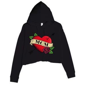 Heart Mom Tattoo Crop Fleece Hoodie