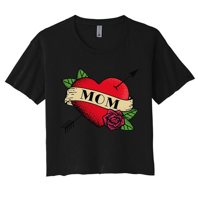 Heart Mom Tattoo Crop Top